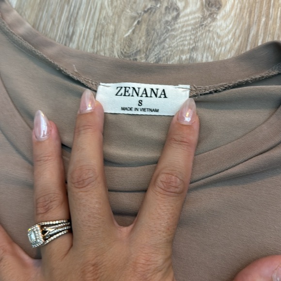 Zenana Taupe Short Sleeve Tee - Picture 3 of 3